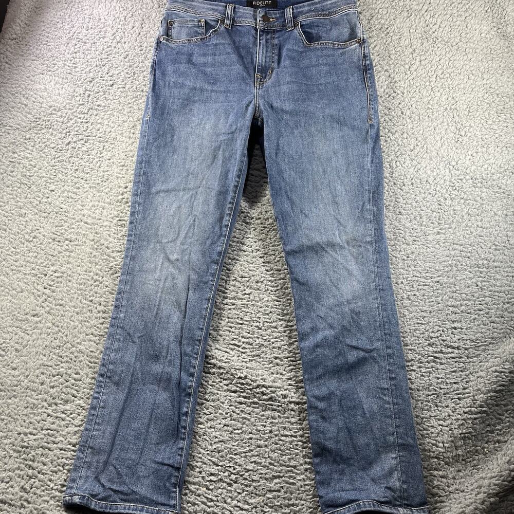 Fidelity Mens Denim Jimmy Slim Straight Jeans 33x32 Medium Wash Designer Blue